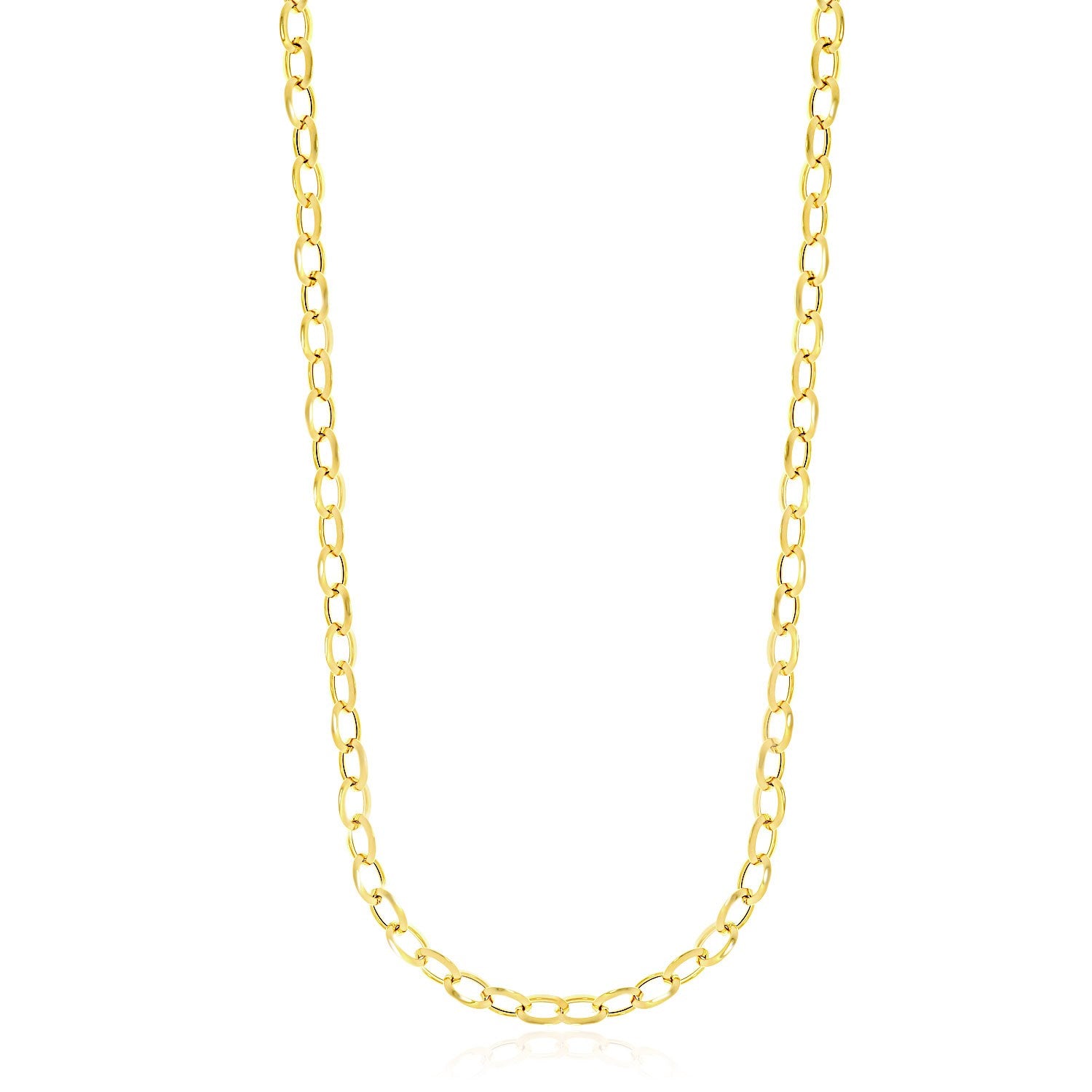 14k Yellow Gold Cable Chain Style Polished Necklace in a sleek high-contrast midnight luxury editorial style